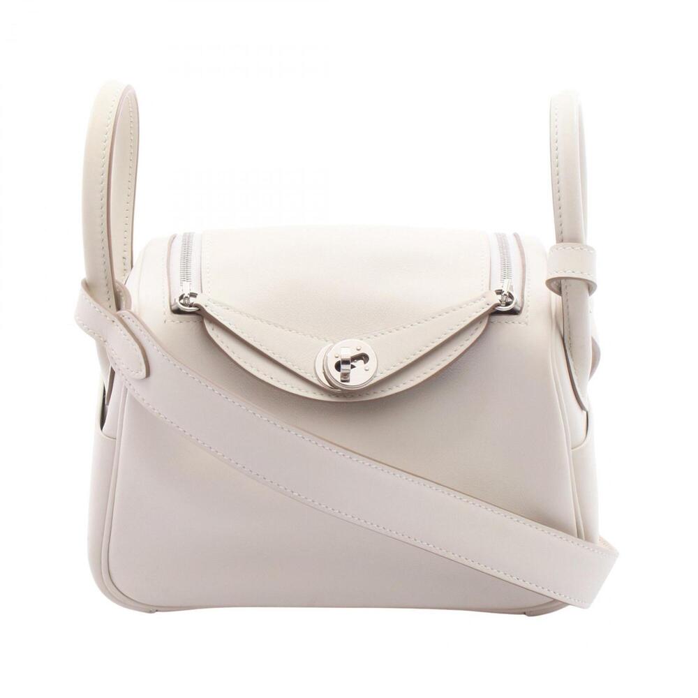 Hermes Lindy Mini Verso Gris Perle Meyer Shoulder Bag Handbag Leather Veau Sw...